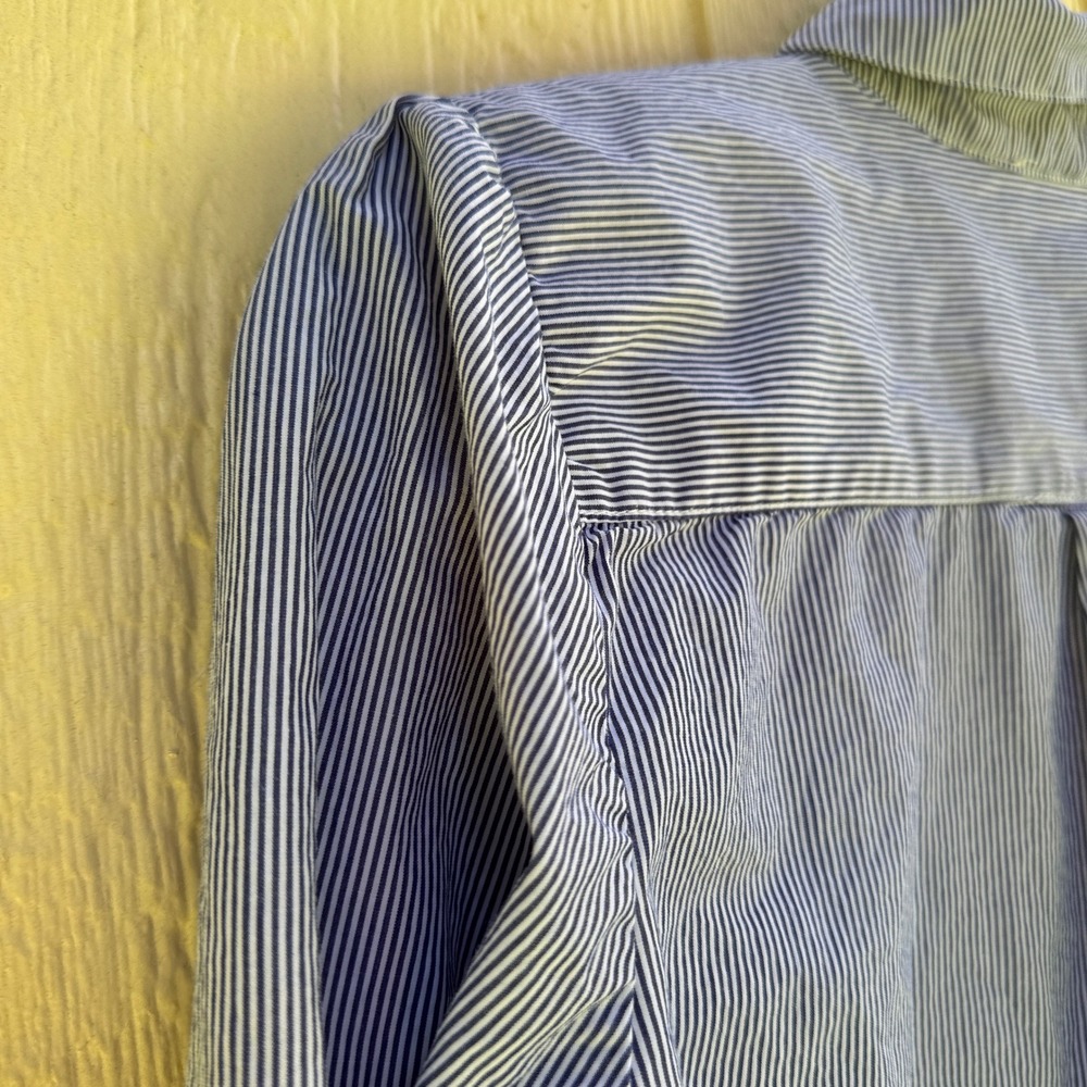 ECI New York Blue Striped Long Sleeve Button Down Shirt Dress 6 Preppy‎ Classic - Picture 4 of 14